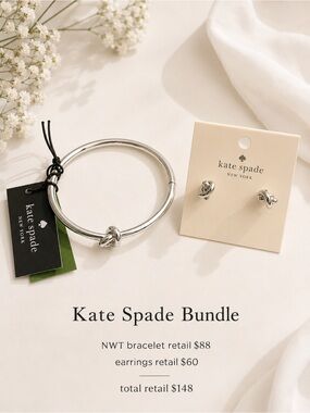 Kate Spade bundle Knot bracelet and earrings total retail $148 NWT